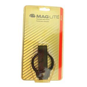 Vintage Mag-Lite D-Cell Flashlight Belt Holder Leather Cradle Oxidized Brass
